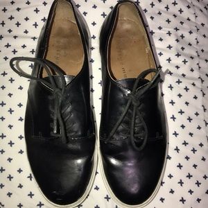 Black leather sneakers